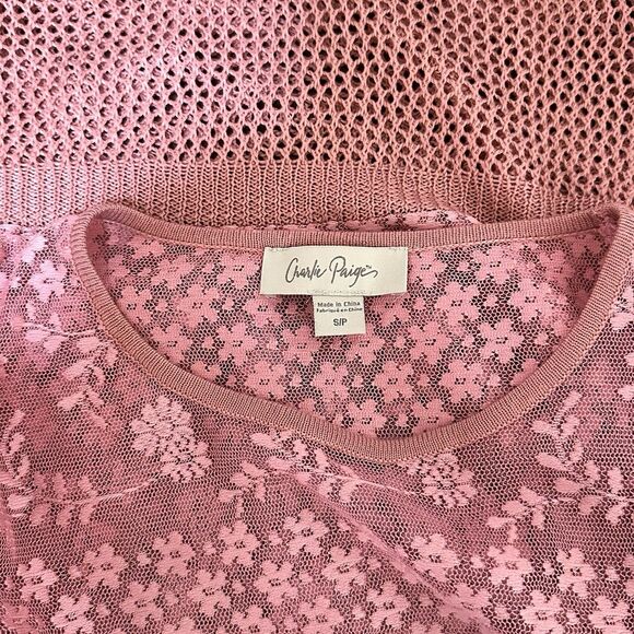 Charlie Paige Womens Open Knit Beach Size S Pink Travel Fairy Festival Coverup - Picture 6 of 10